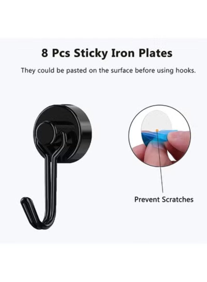 fantasize Magnetic Hooks, Heavy Duty Strong Neodymium Magnet Hook 30 Lbs with Rust Proof for Indoor Outdoor Hanging, Refrigerator, Grill, Kitchen, Key Holder, Locker, Classroom, Black, Pack - Image 5